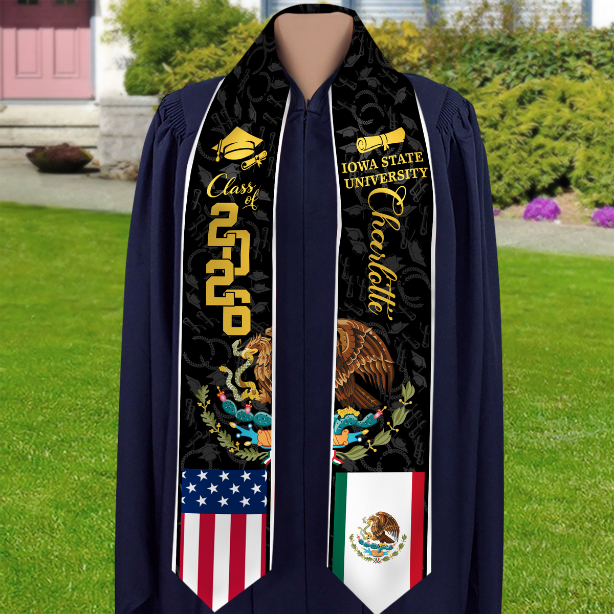Custom Class of 2026 Mexican American Flag Graduation Stole TH10 898307