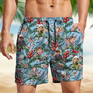 Custom Human Photo Hawaii In The Air Family Man's Beach Short HO82 894274