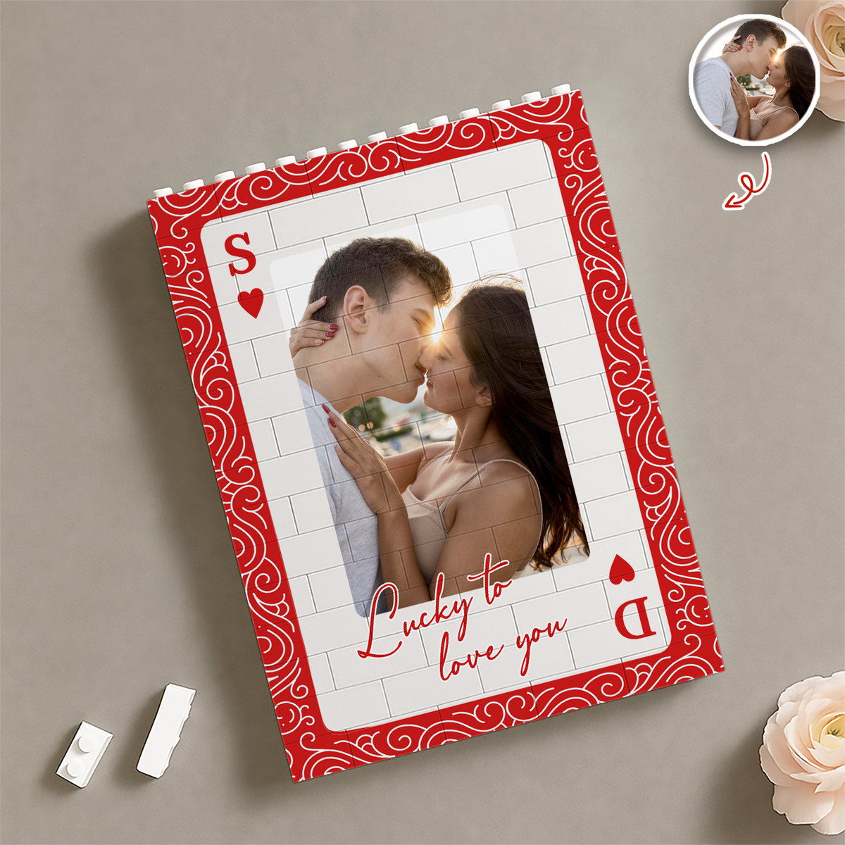 Custom Couples Photo King And Queen Lucky To Love You Building Brick Block TH10 170335