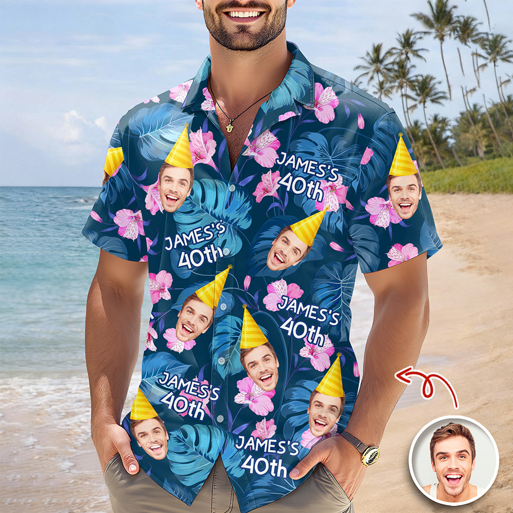 Custom Funny Face Birthday Aloha Hawaiian Shirt - Personalized Shirt Gift for Beach Party Outfit HA75 921118