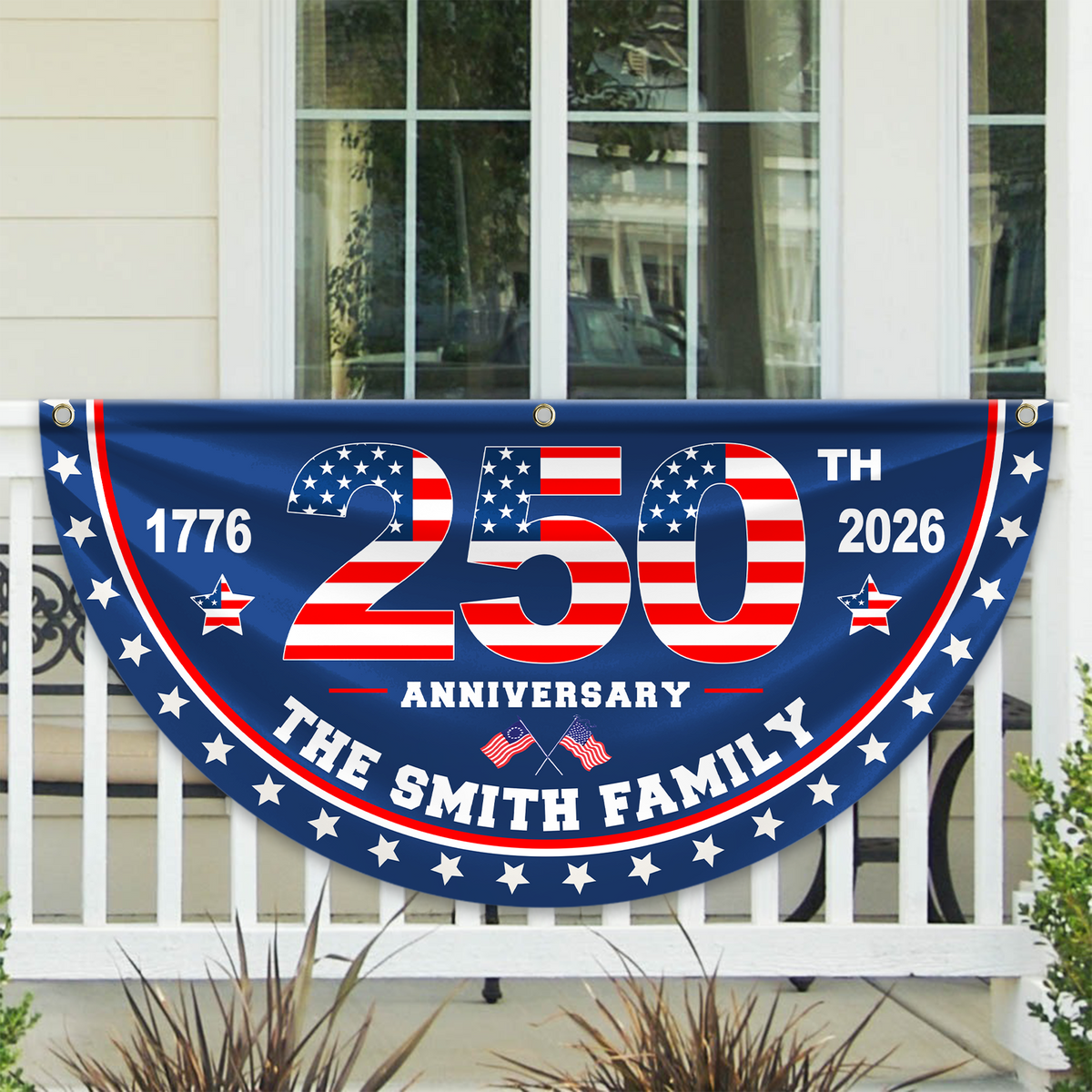 Custom Family Name 250th Anniversary Non-Pleated Fan Flag HA75 920910