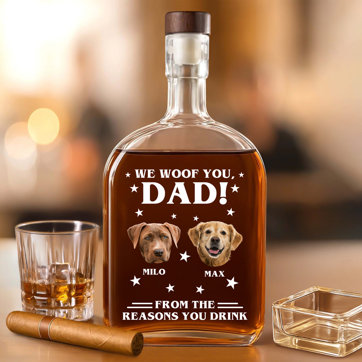 Custom Photo We Woof You - Dog Personalized Custom Whiskey Bottle - Father's Day, Gift For Dad, Pet Owners, Pet Lovers HO82 894074