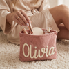 Personalized Name Chenille Travel Makeup Bag - Gift For Mom, Girlfriend, Women, Summer Gift HO82 902066