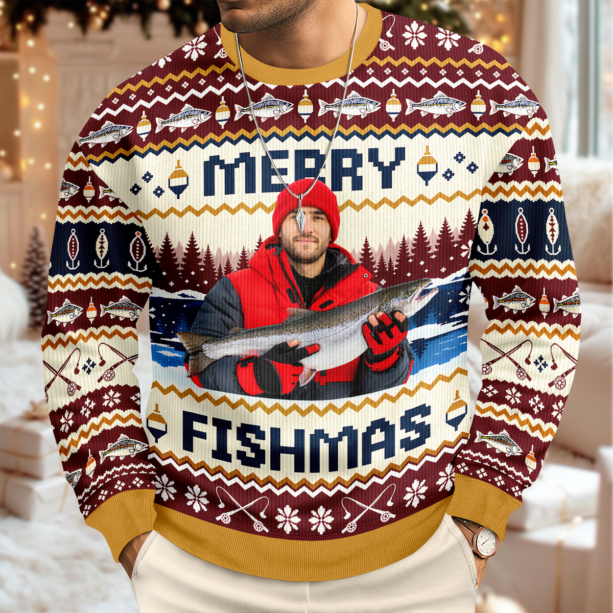 Custom Photo Merry Fishmas Personalized Ugly Sweater Christmas Gifts HA75 919614