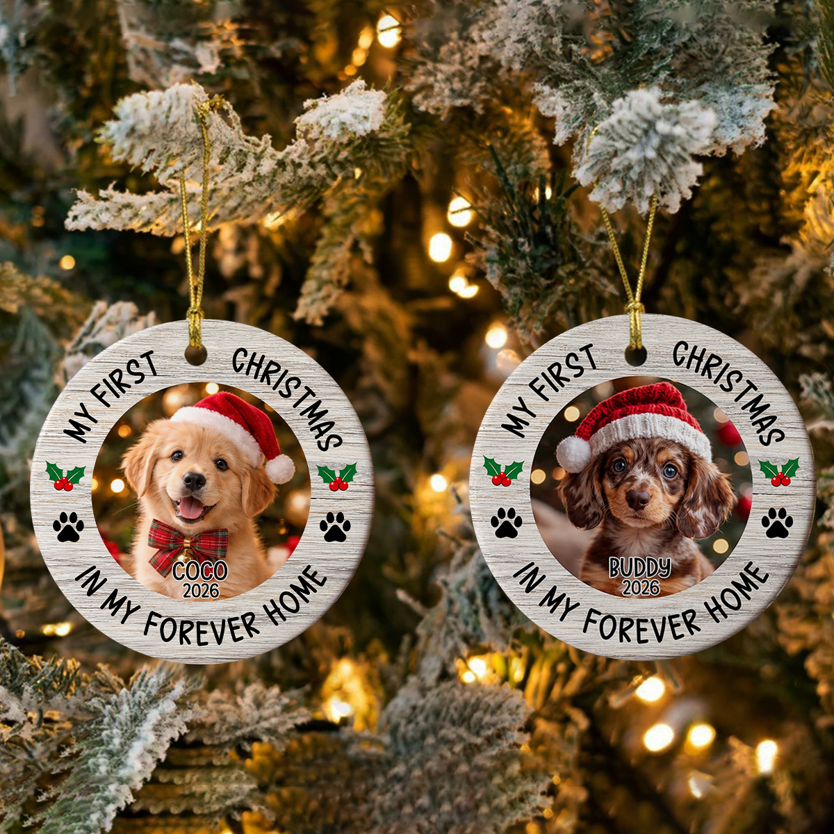 Personalized Pet Photo My First Christmas in My Forever Home Ceramic Ornament HO82 903974