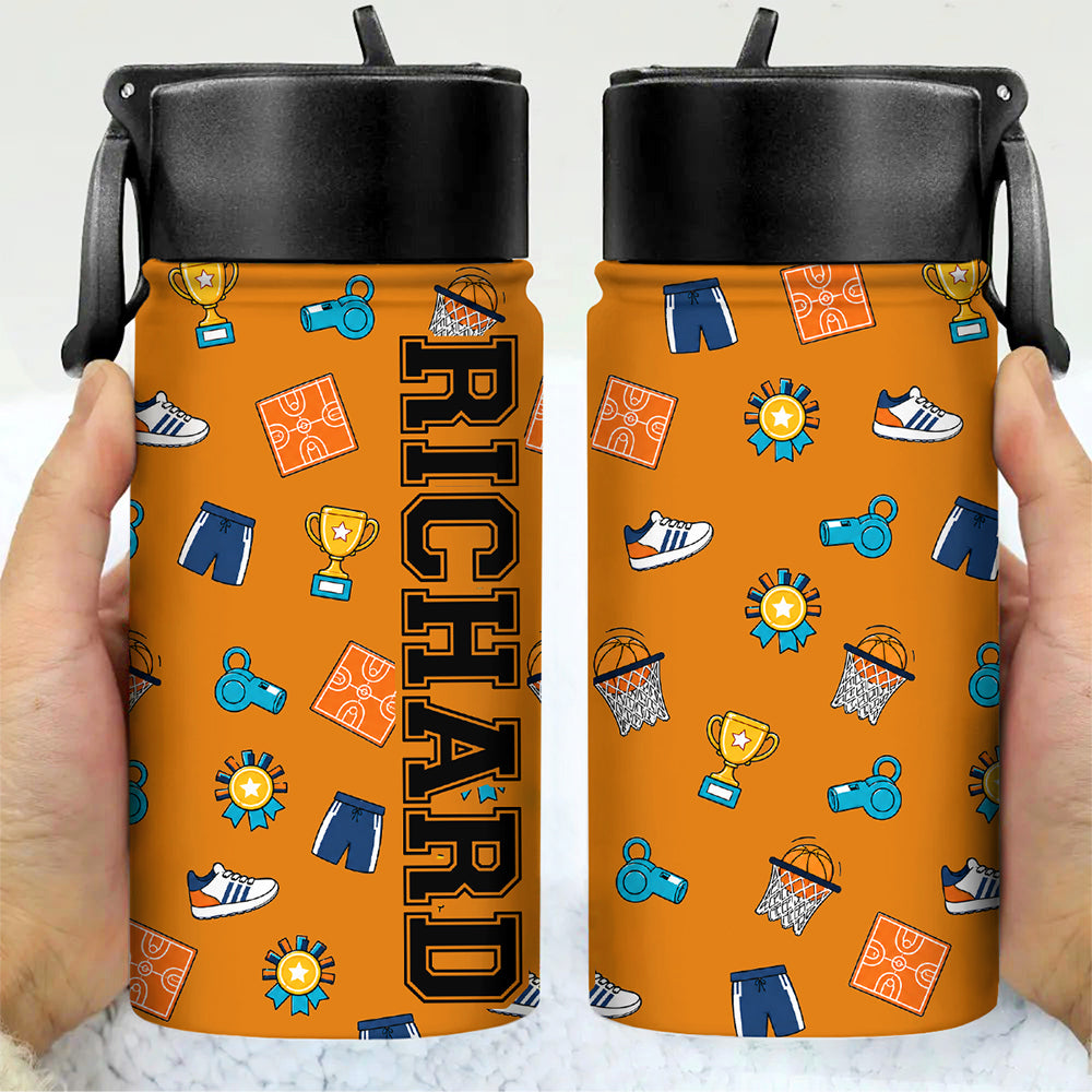Personalized Basketball/ Football/ Baseball Kid Water Bottle With Straw Back To School HA75 921876