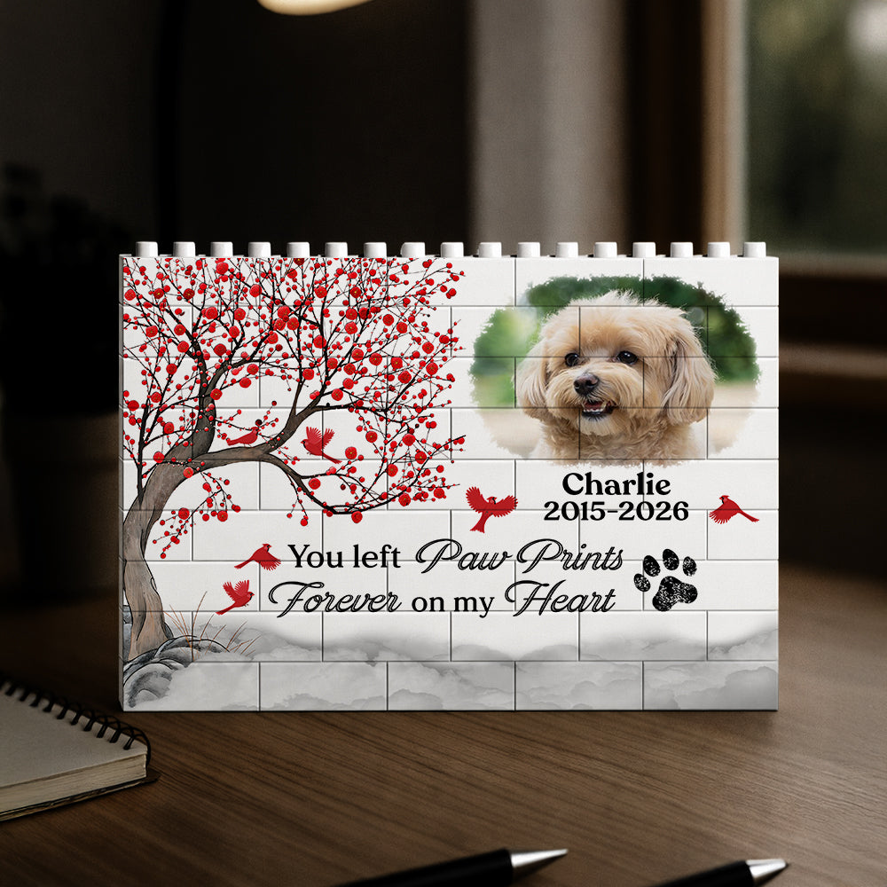 Custom Photo You Left Paw Prints On My Heart Building Block - Personalized Pet Memorial Gift CH07 911646