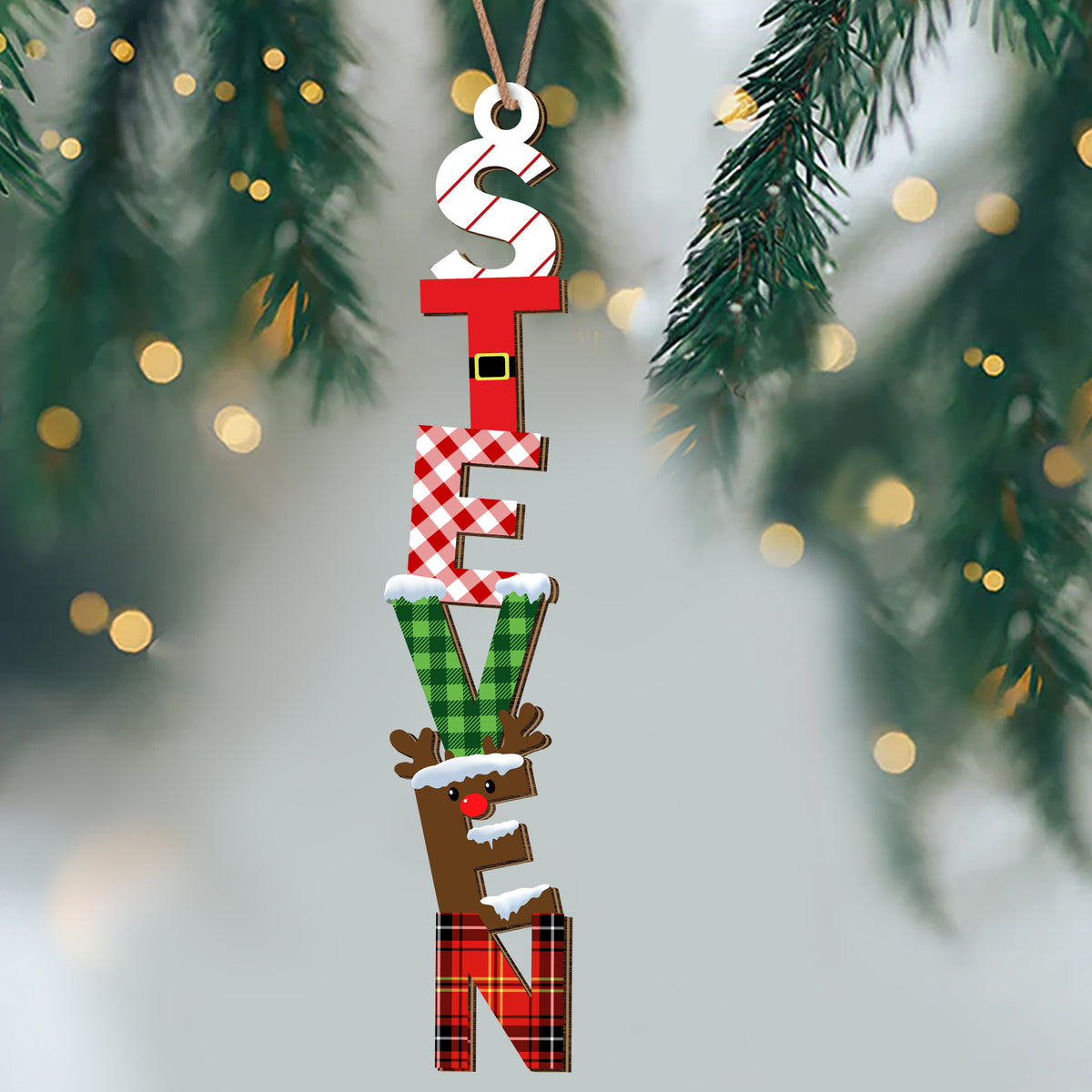 Personalized Name Letter Christmas Wood Ornament Family Gift HA75 897852