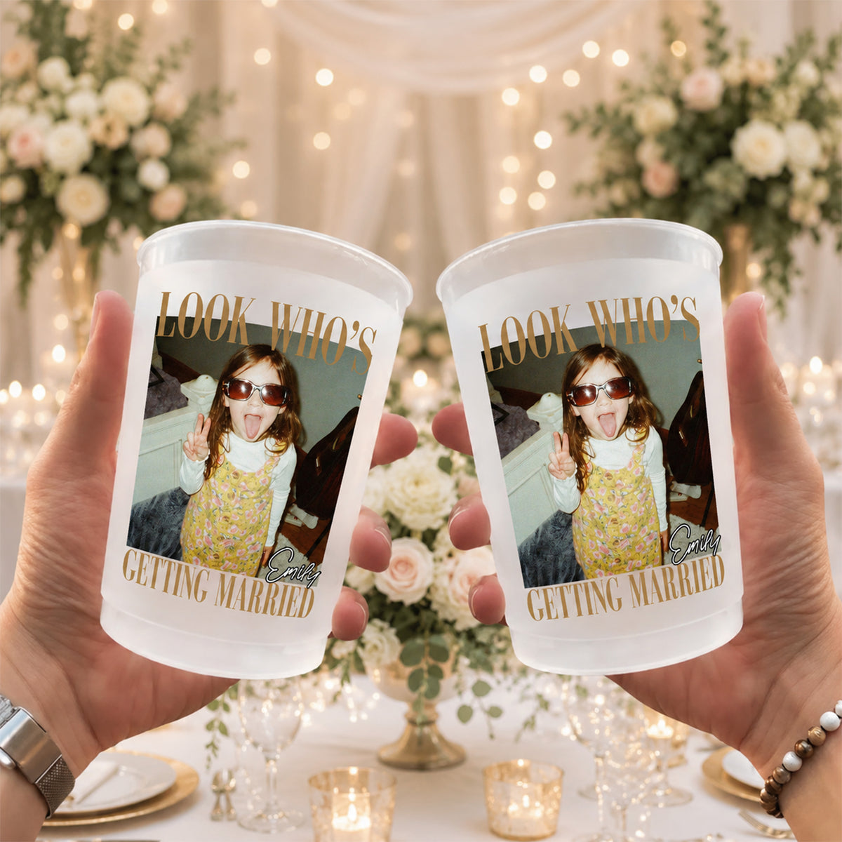 Custom Photo Look Who's Getting Married Cups - Personalized Bachelorette Gift CH07 180214