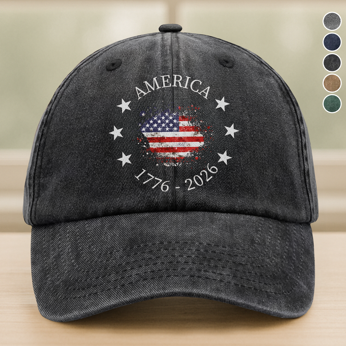 America 1776-2026 250 Years Anniversary Vintage Washed Denim Baseball Cap LM32 899465