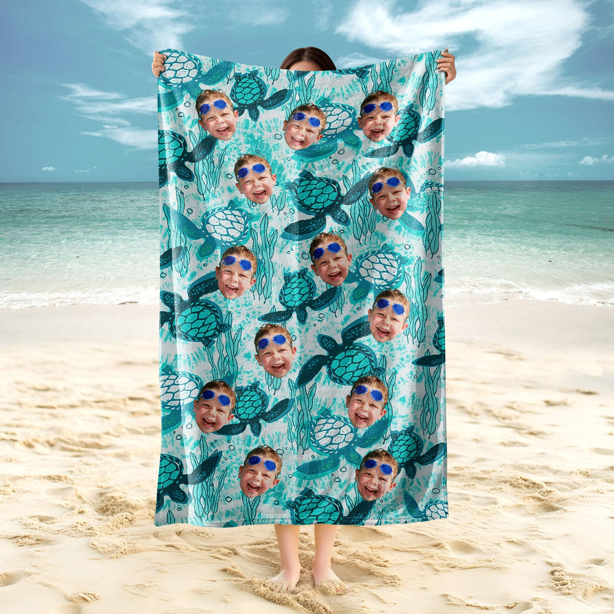 Custom Photo Turtles Pattern Beach Towel HO82 894068