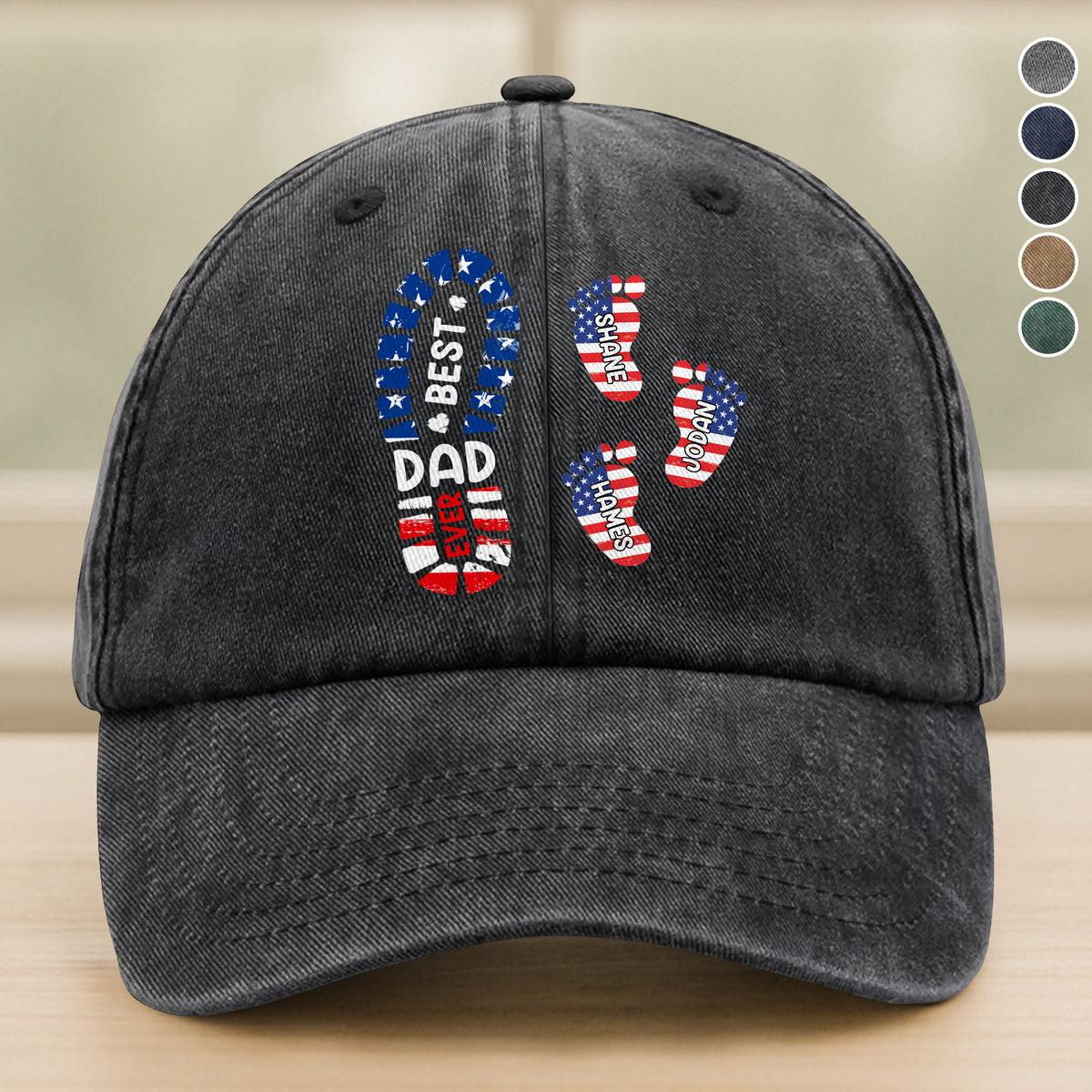 Best Dad Ever - Personalized Vintage Washed Denim Baseball Cap HO82 894394