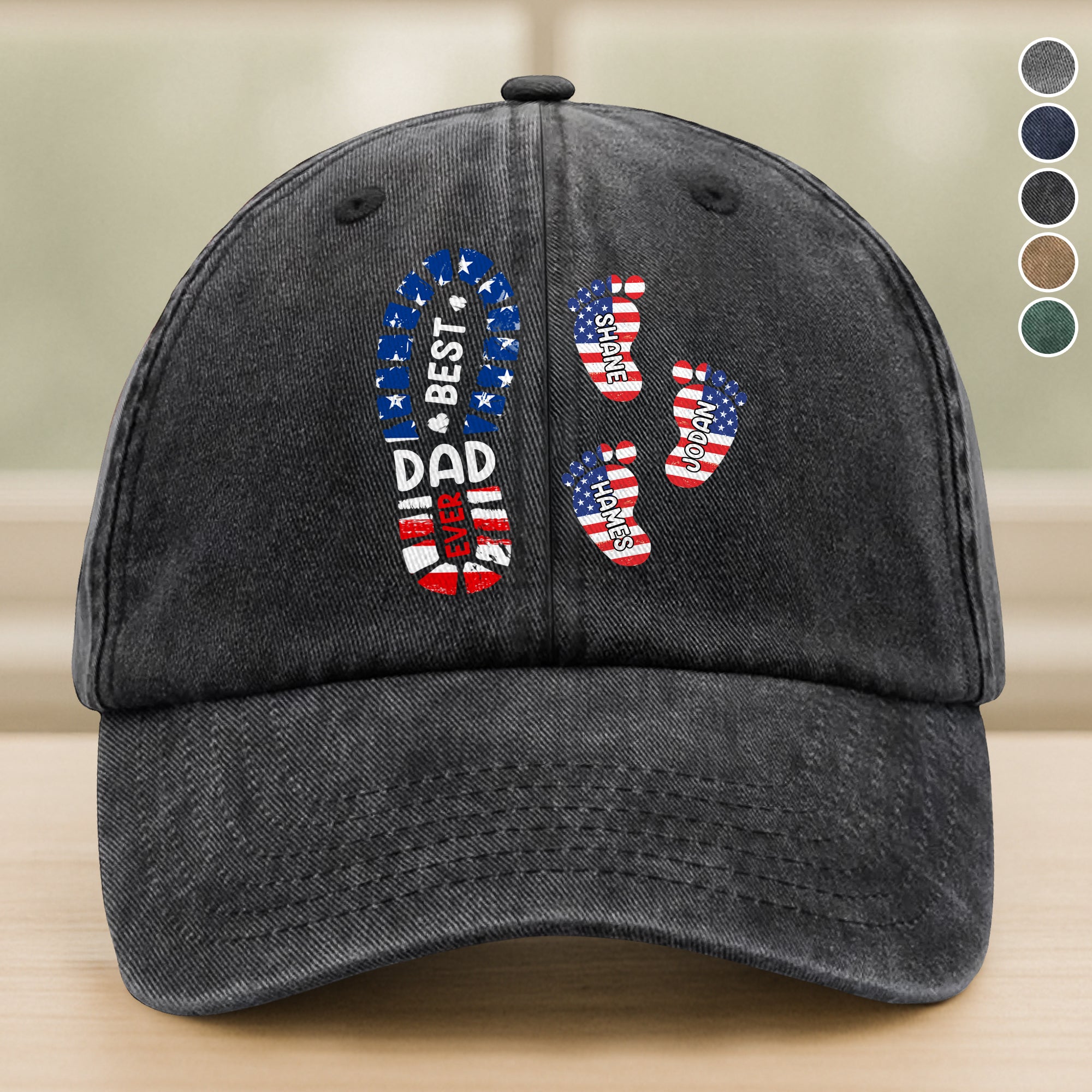 Best Dad Ever - Personalized Vintage Washed Denim Baseball Cap HO82 894394