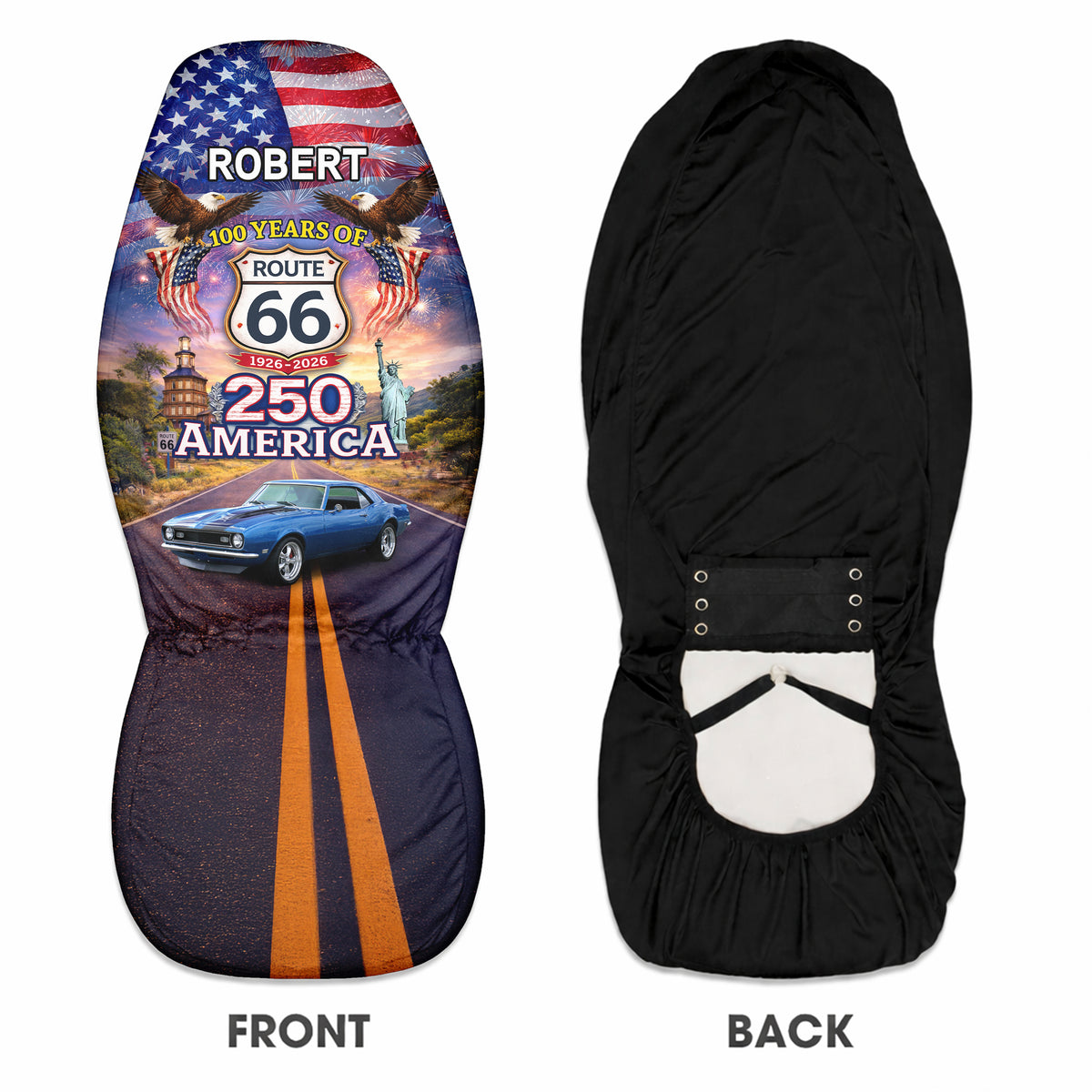 Custom Car Photo Celebrate 100 Years of Road Route 66 America 250th Anniversary Car Seat Cover HO82 902088