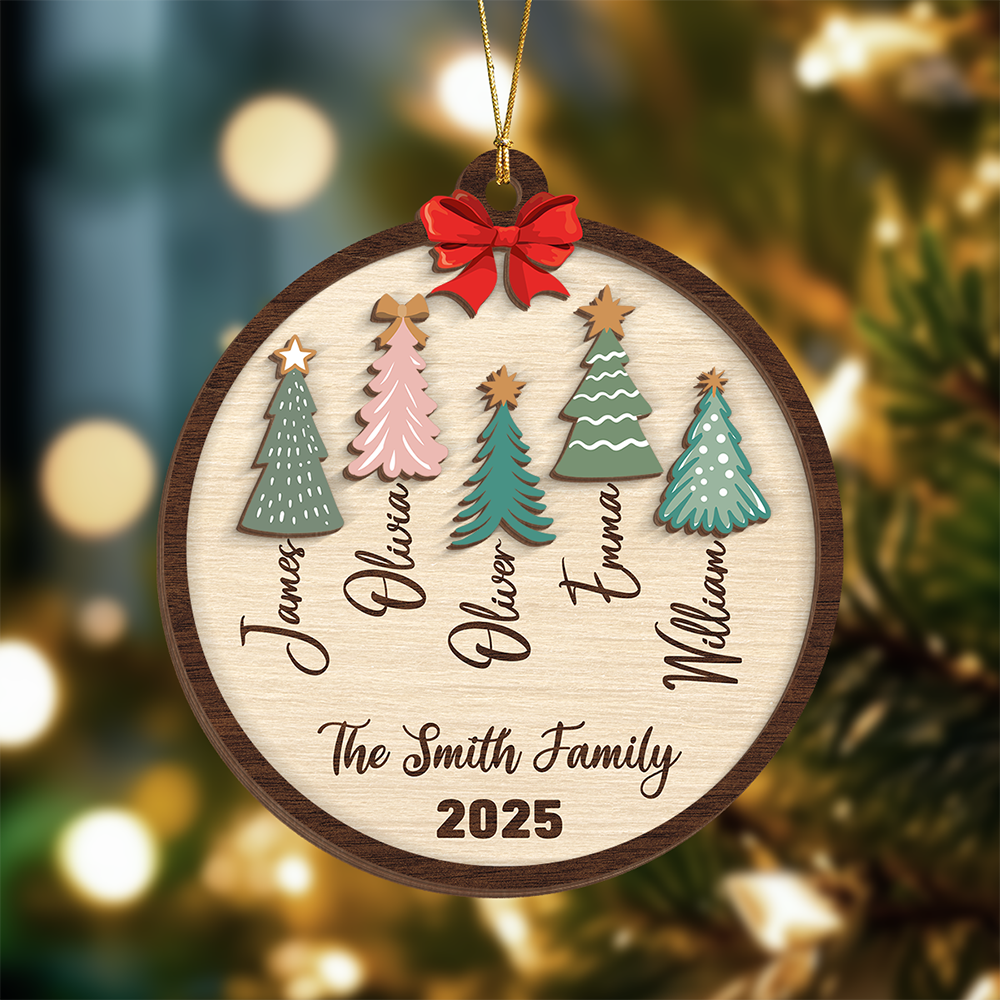 Custom Family Name Christmas Layer Wood Ornament Gift For Family HO82 900720