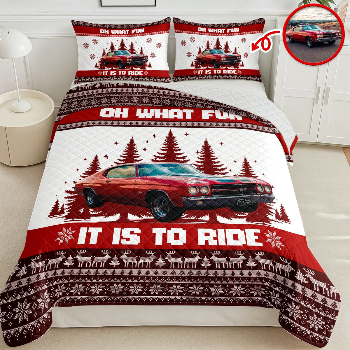 Custom Car Photo Oh What Fun It Is To Ride Quilt Bedding Set For Car Lover CH07 895608