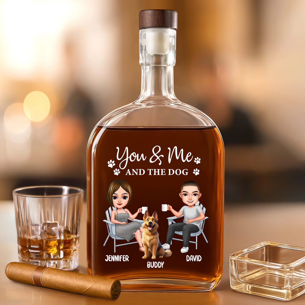 You And Me And The Dogs - Personalized Whiskey Bottle TH10 896893
