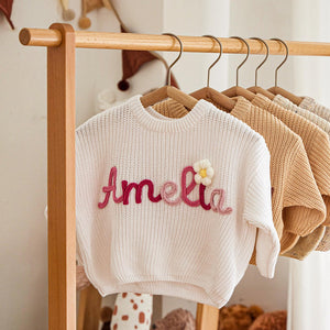 Custom Baby Name With Flower Embroidered Personalized Sweater HA75 898278