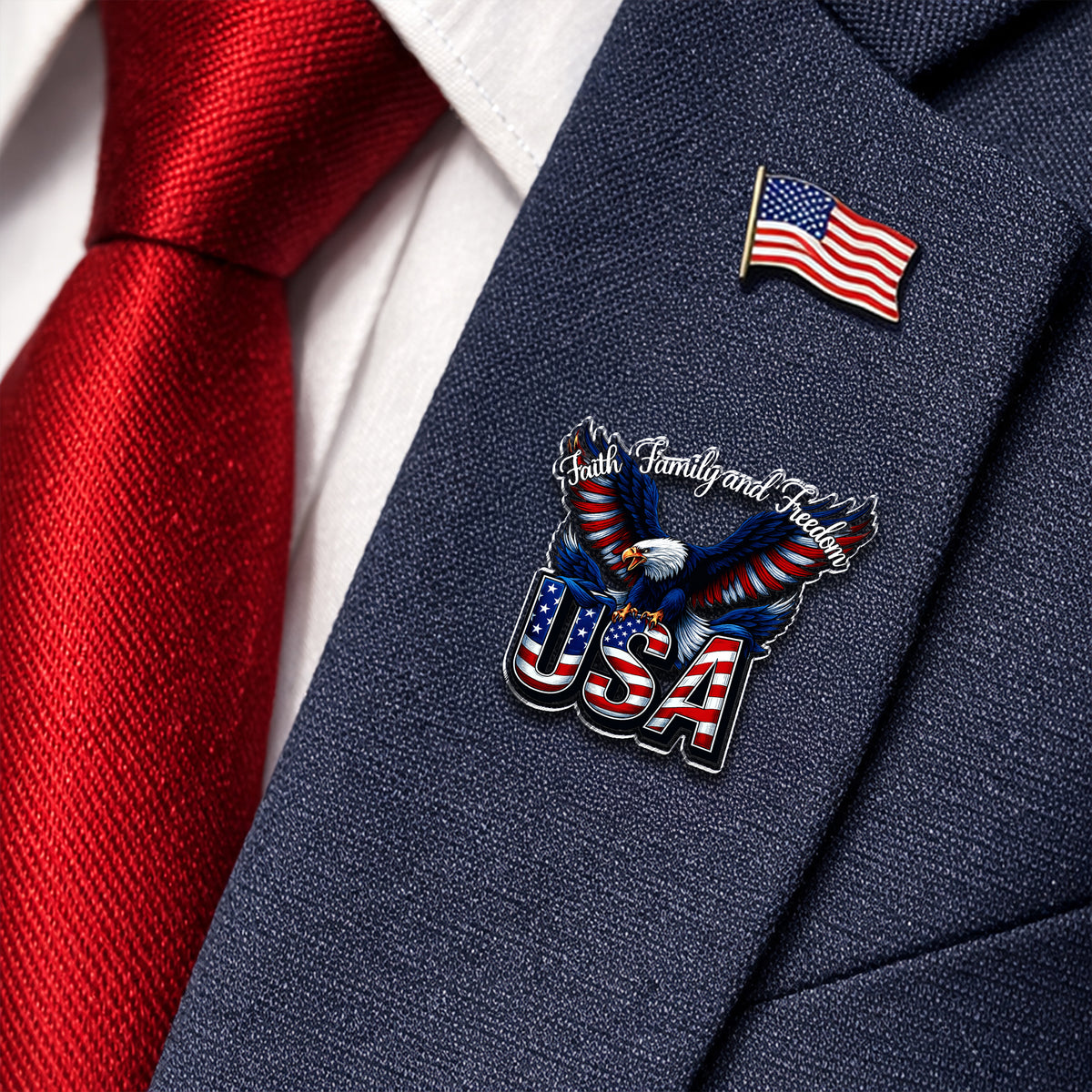 Faith, Family & Freedom America 250 Years Patriot Eagle Acrylic Pin LM32 899525