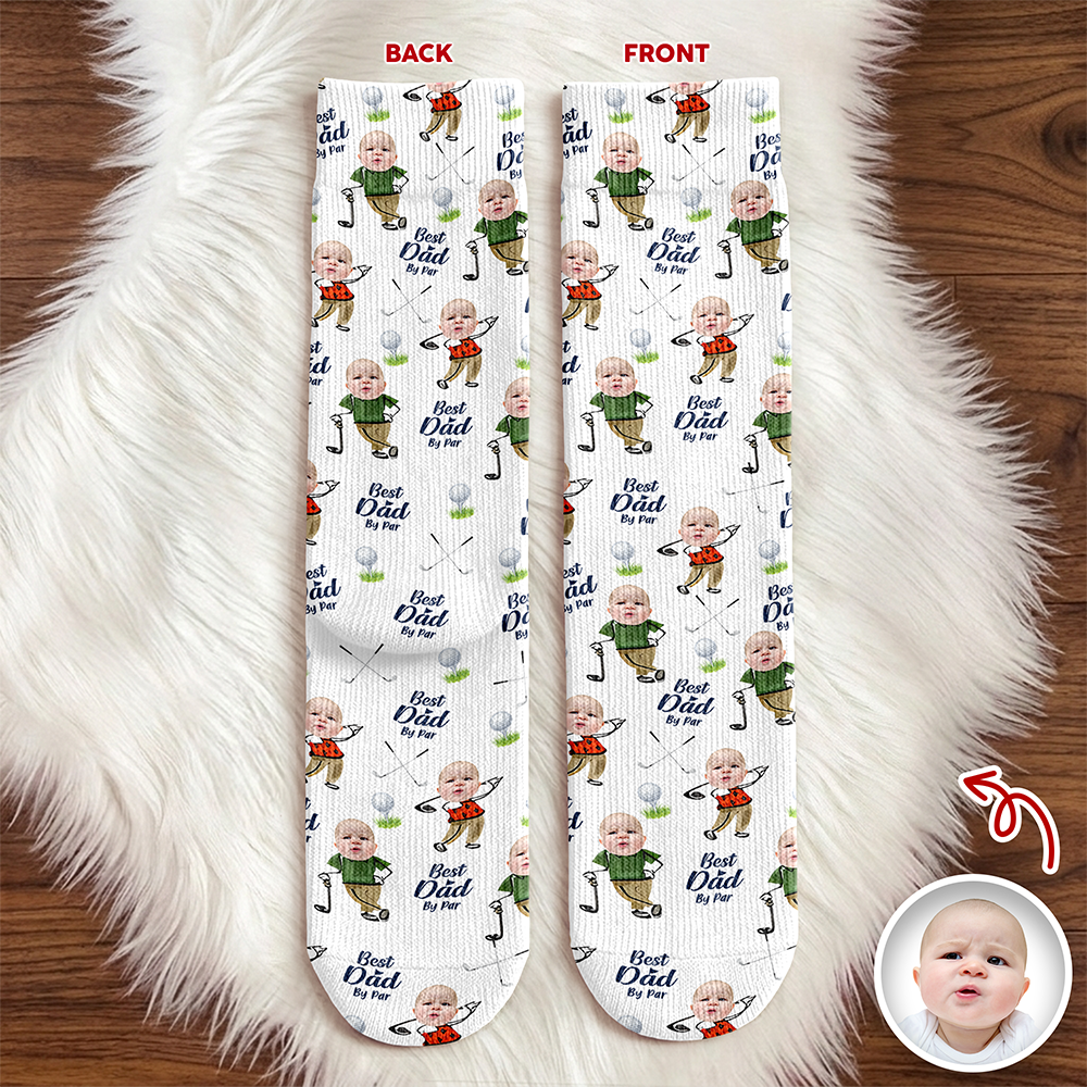 Custom Photo Best Dad By Par Socks - Personalized Gift for Golf Dad LM32 668971
