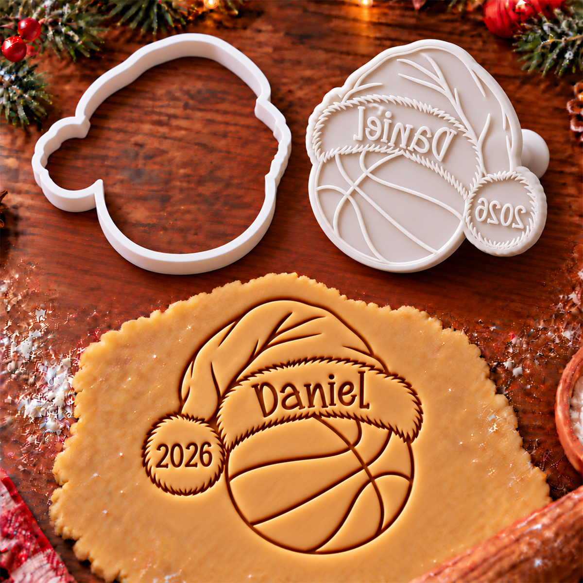 Personalized Name Sports Christmas Custom Shaped Cookie Stamp HA75 919650
