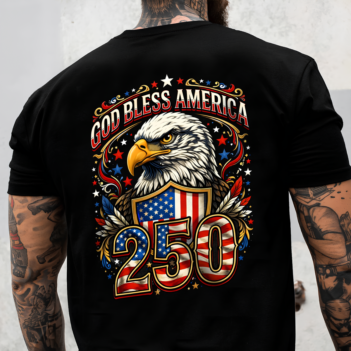 Patriotic God Bless America 250 Dark Shirt America 250th Anniversary Back Shirt CH07 910966