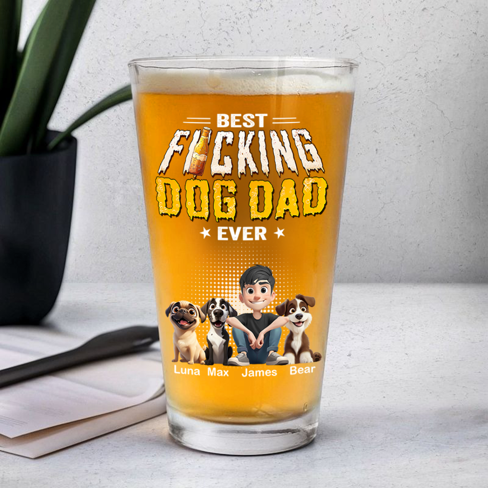 Personalized Best Dog Dad Ever Beer Glass - Gift for Father’s Day HO82 902510