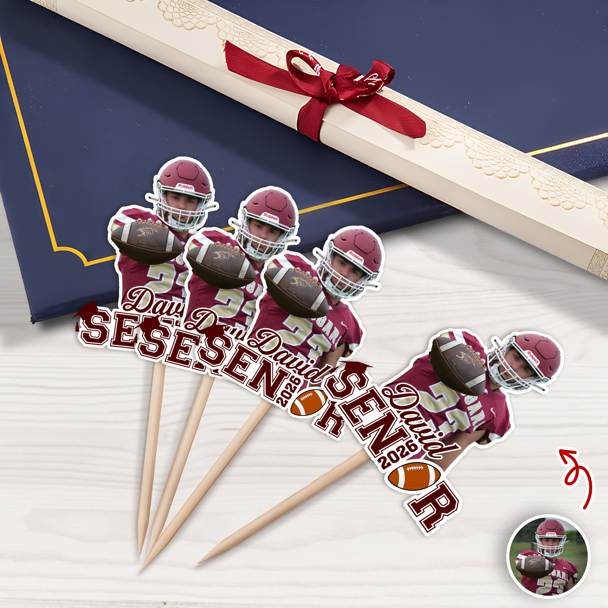 Custom Photo Senior 2026 Graduation Sports Cupcake Toppers HA75 920060