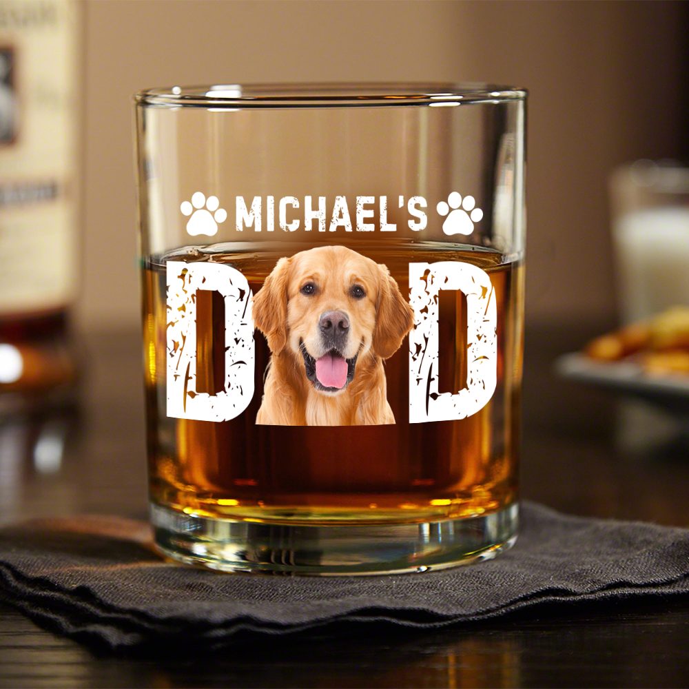 Custom Dog Photo Whiskey Glass For Dog Dad TH10 892915