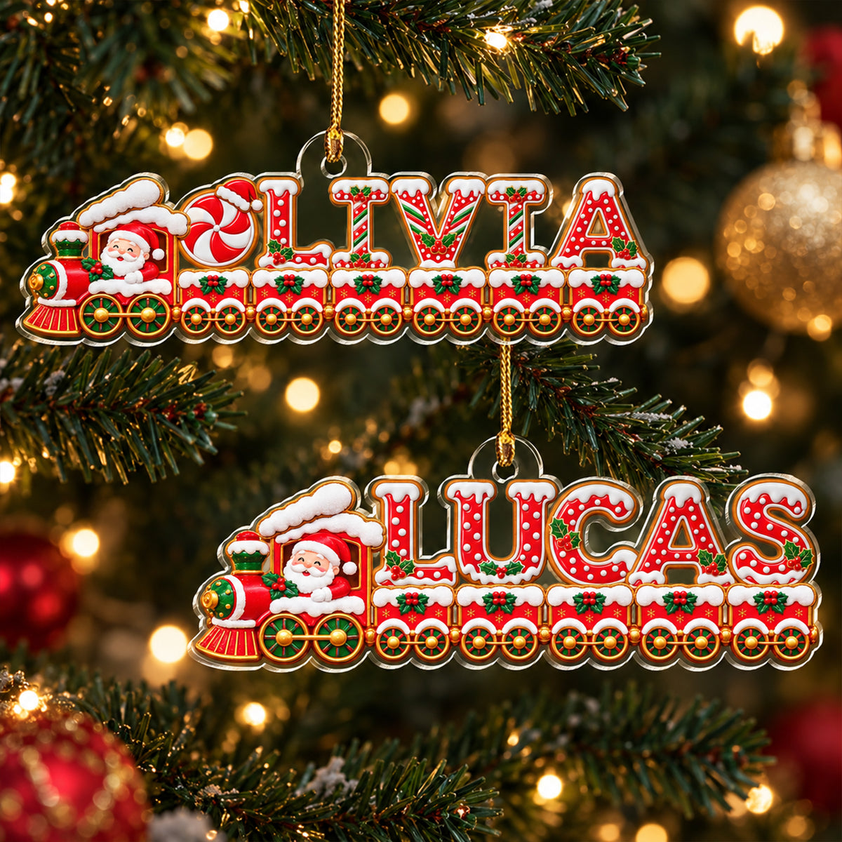 Personalized Santa Christmas Train Name Acrylic Ornament CH07 180908
