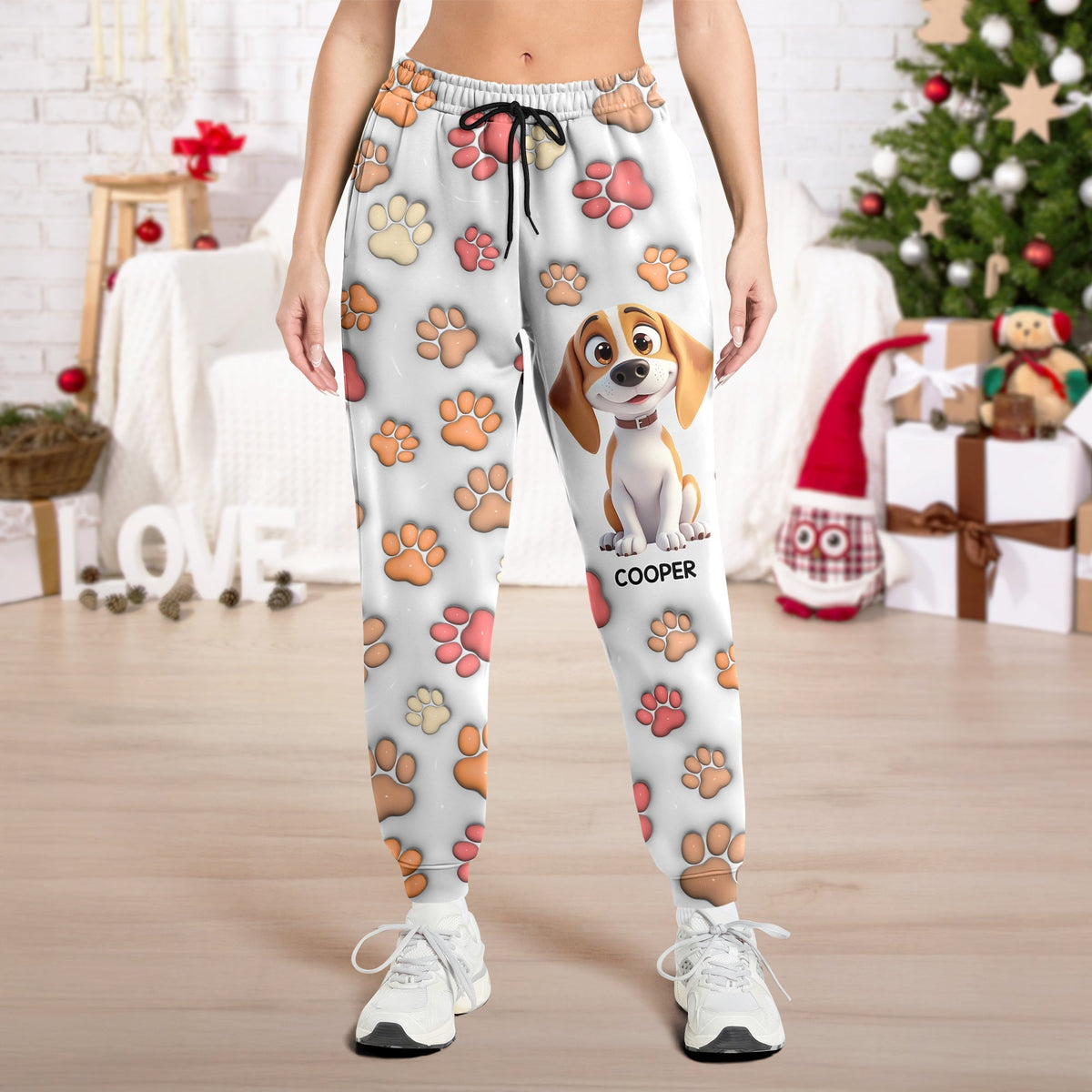 Personalized Dog With Paw 3D Effect Sweatpants For Christmas TH10 896623
