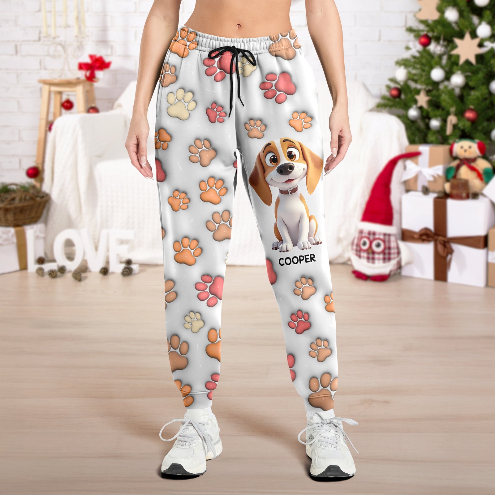 Personalized Dog With Paw 3D Effect Sweatpants For Christmas TH10 896623