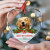 Custom Photo Dog Cat Christmas Heart Shaped Glass Ornament HA75 898092