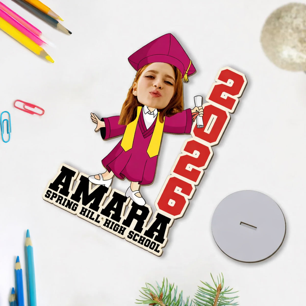 Personalized Funny Face Photo Gift for Class of 2026 Graduation Wooden Stand LM32 899319