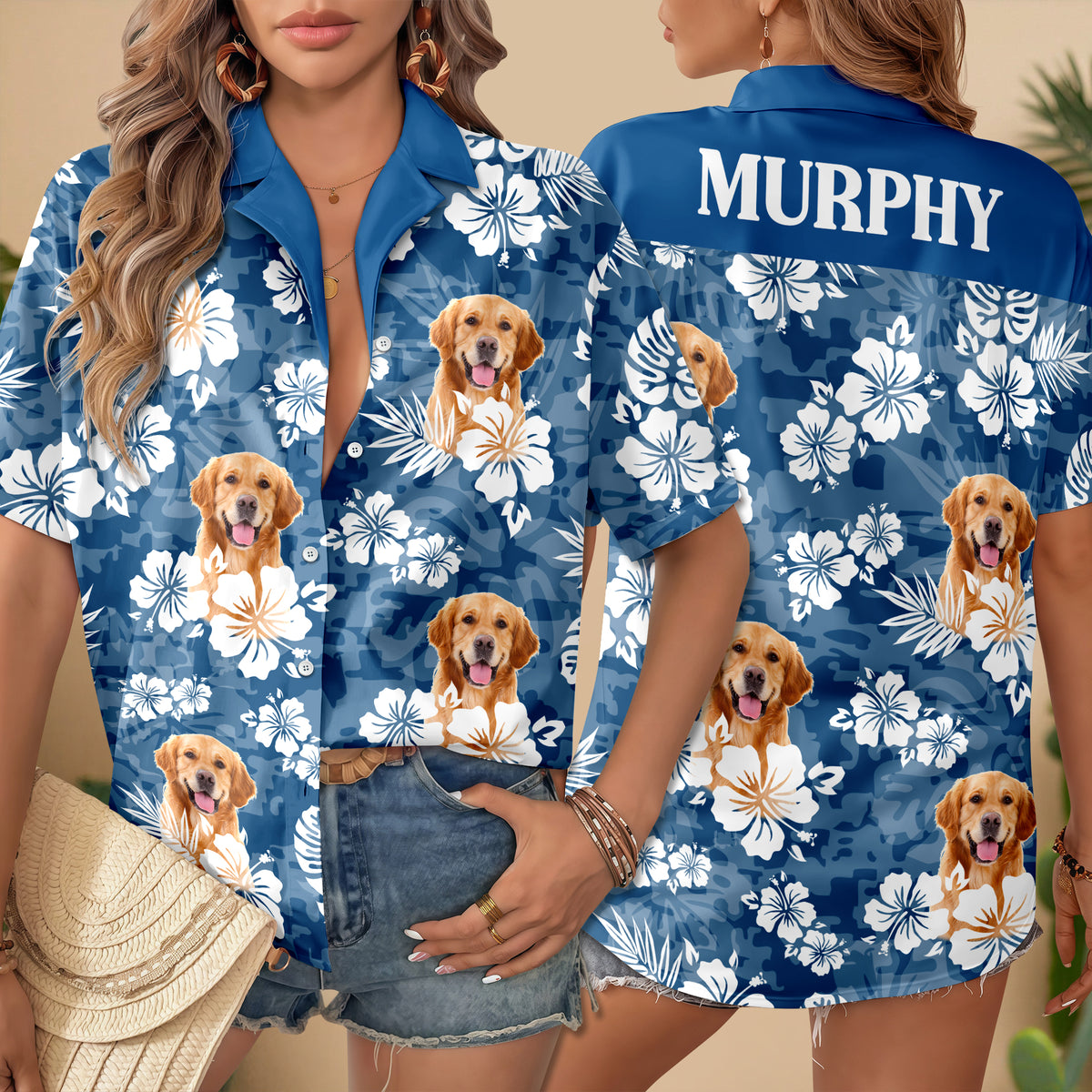 Custom Dog Photo And Name Floral Hawaii Shirt TH10 169459