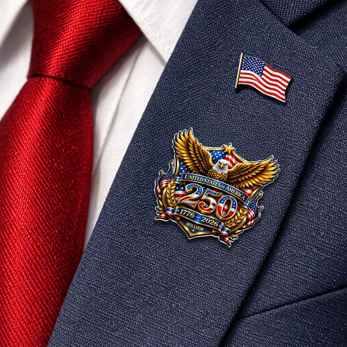 Personalized America 250th Anniversary Patriot Eagle Acrylic Pin HA75 920980