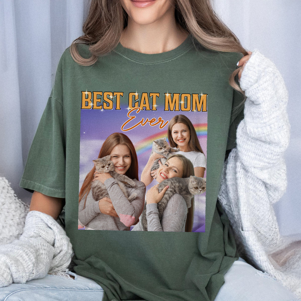 Custom Portrait Photo Cat Mom Cat Dad Vintage Style Comfort Shirt HO82 894894