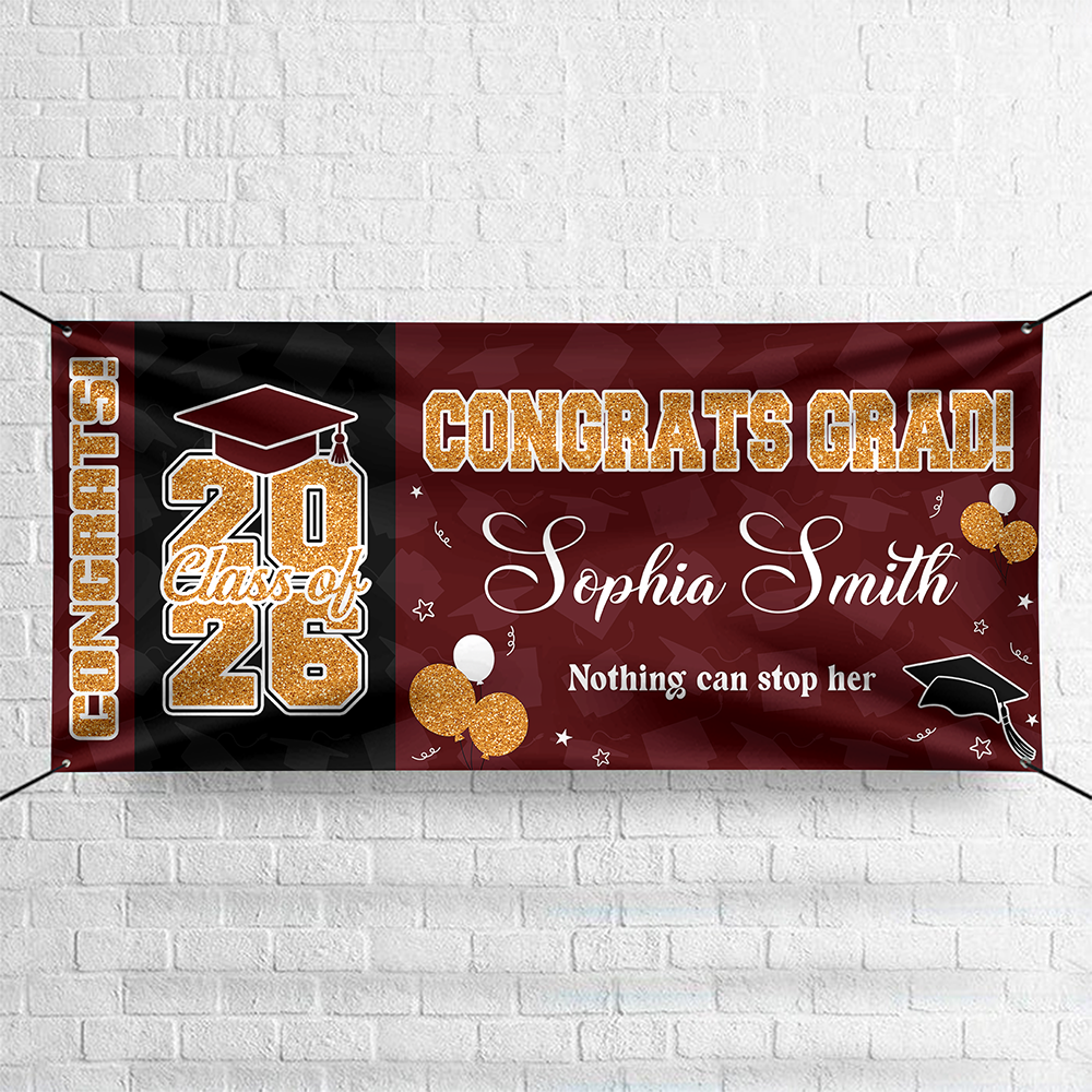 Custom Name Proud Of You Class Of 2026 Glitter Graduation Banner Personalized Party Decorations HO82 901946