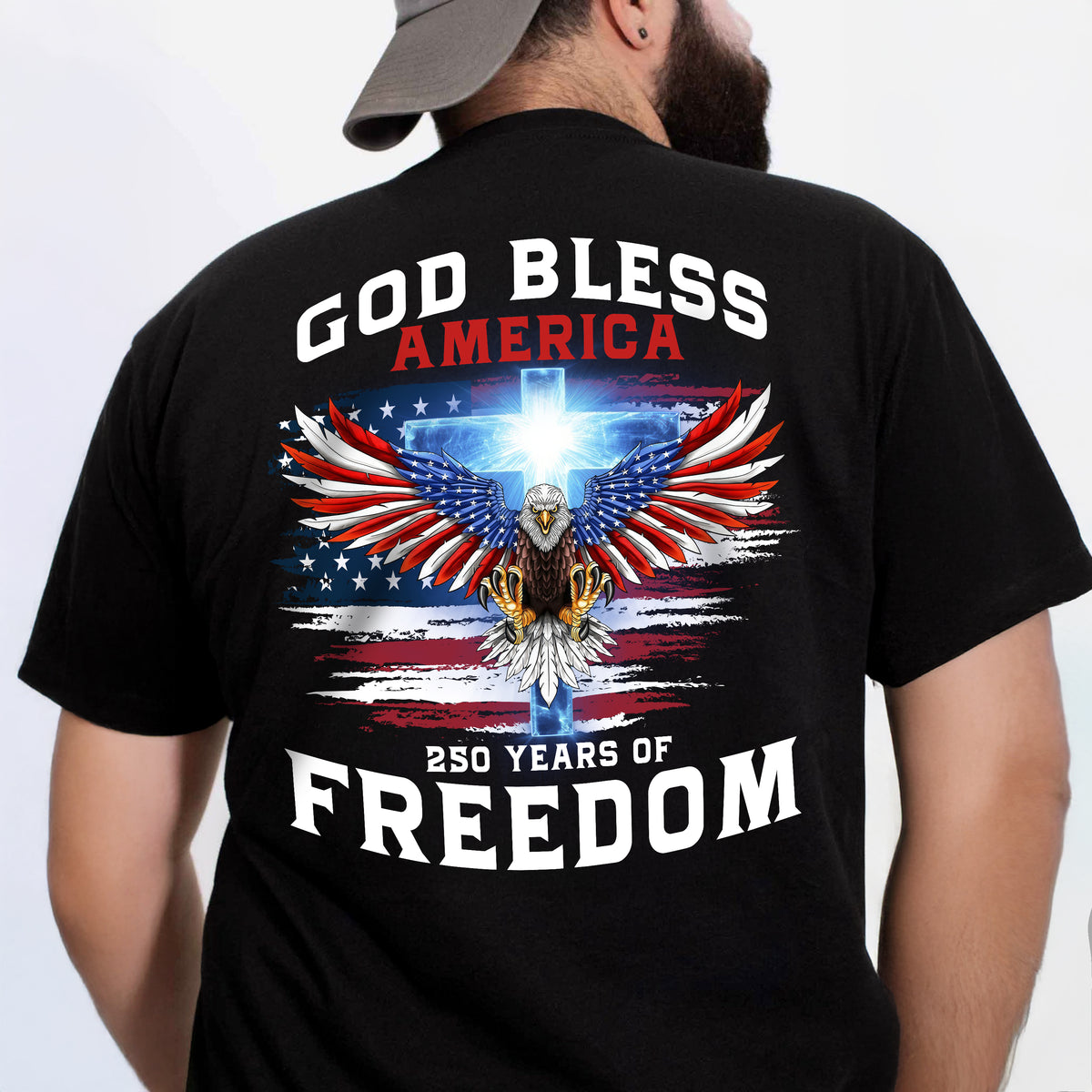 Personalized 250 Years of Blessing Shirt, Patriotic God Bless America Eagle Back Shirt CH07 910540