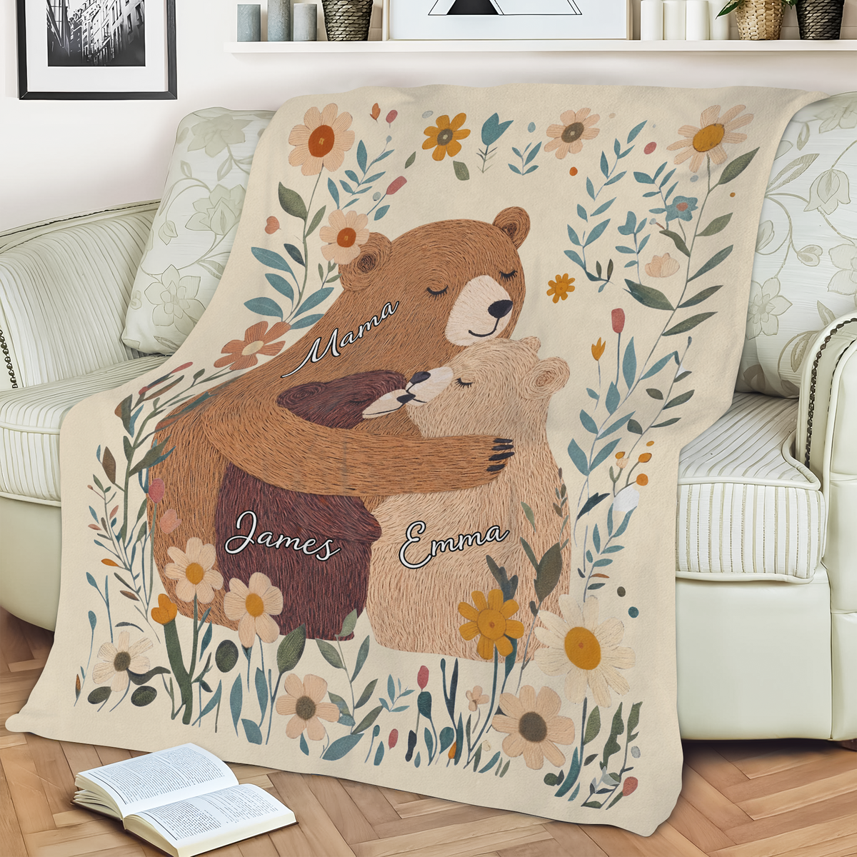 Custom Name Mama Bear Blanket, Mother’s Day Gift for Mom and Kids TH10 898871