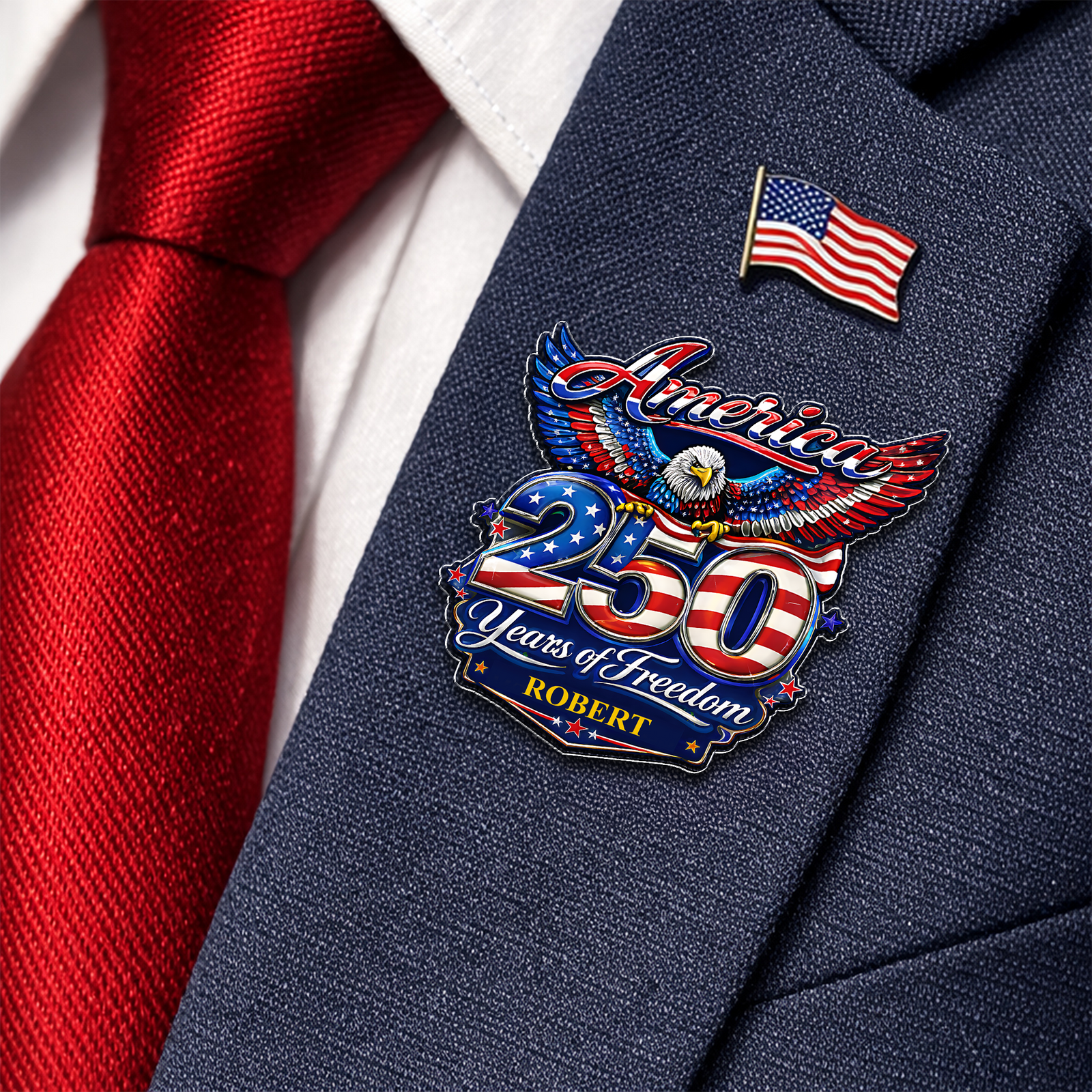 Custom Name America 250 Years Of Freedom 1776–2026 Eagle Acrylic Pin CH07 911096