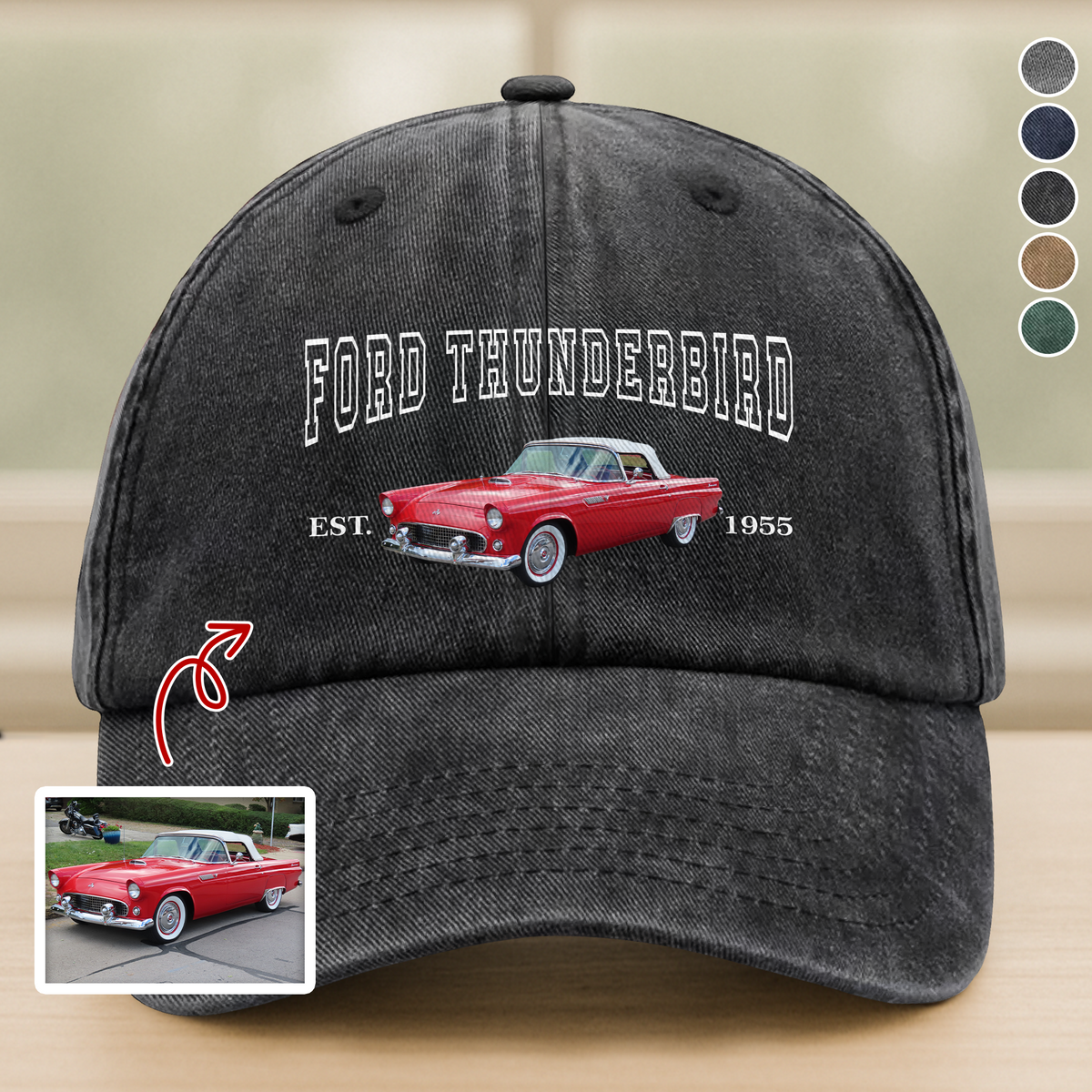 Custom Car Photo Personalized Washed Denim Baseball Cap TH10 894413