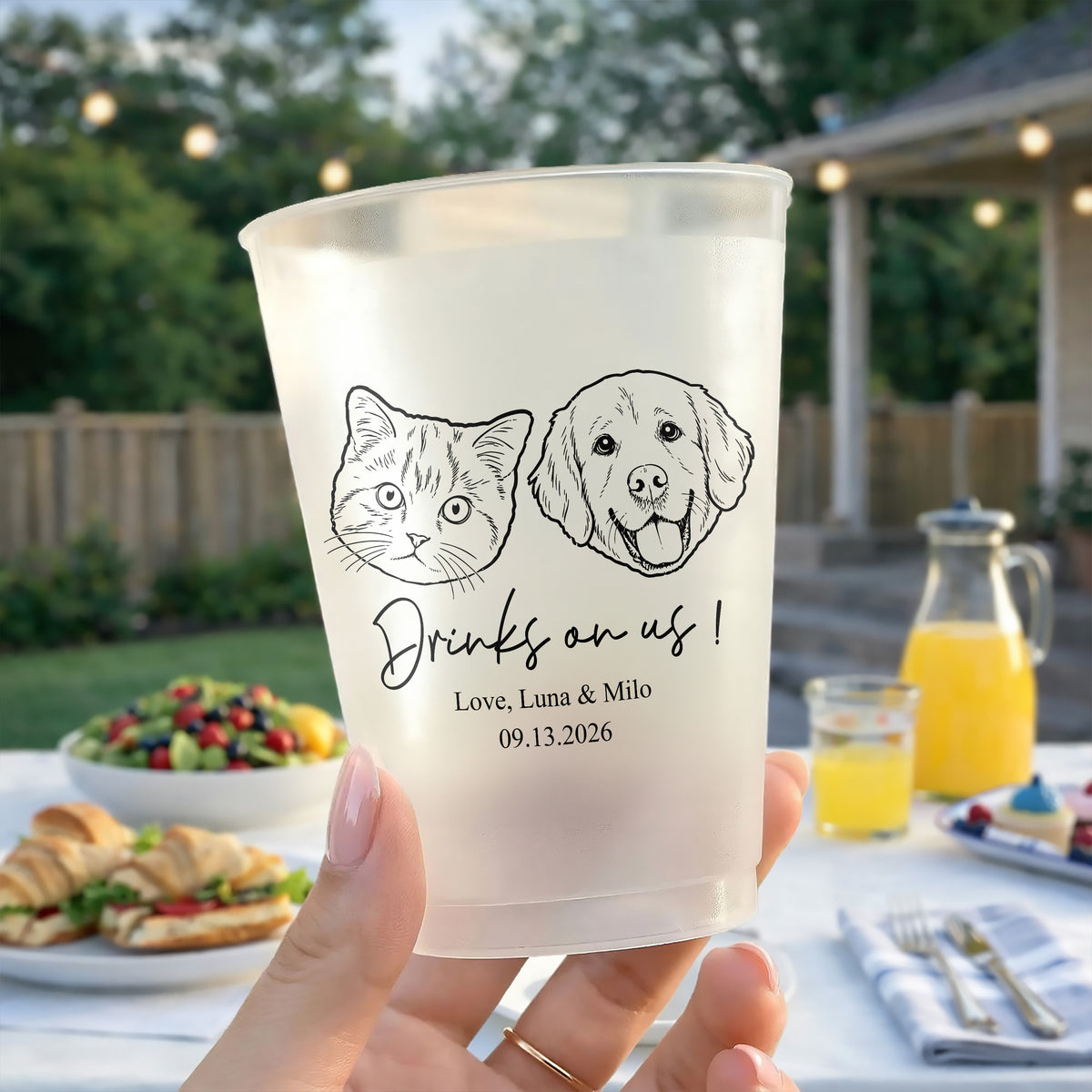 Custom Pet Portrait Wedding Drink Cups Funny Wedding Party Decor Newlywed Gift CH07 911306