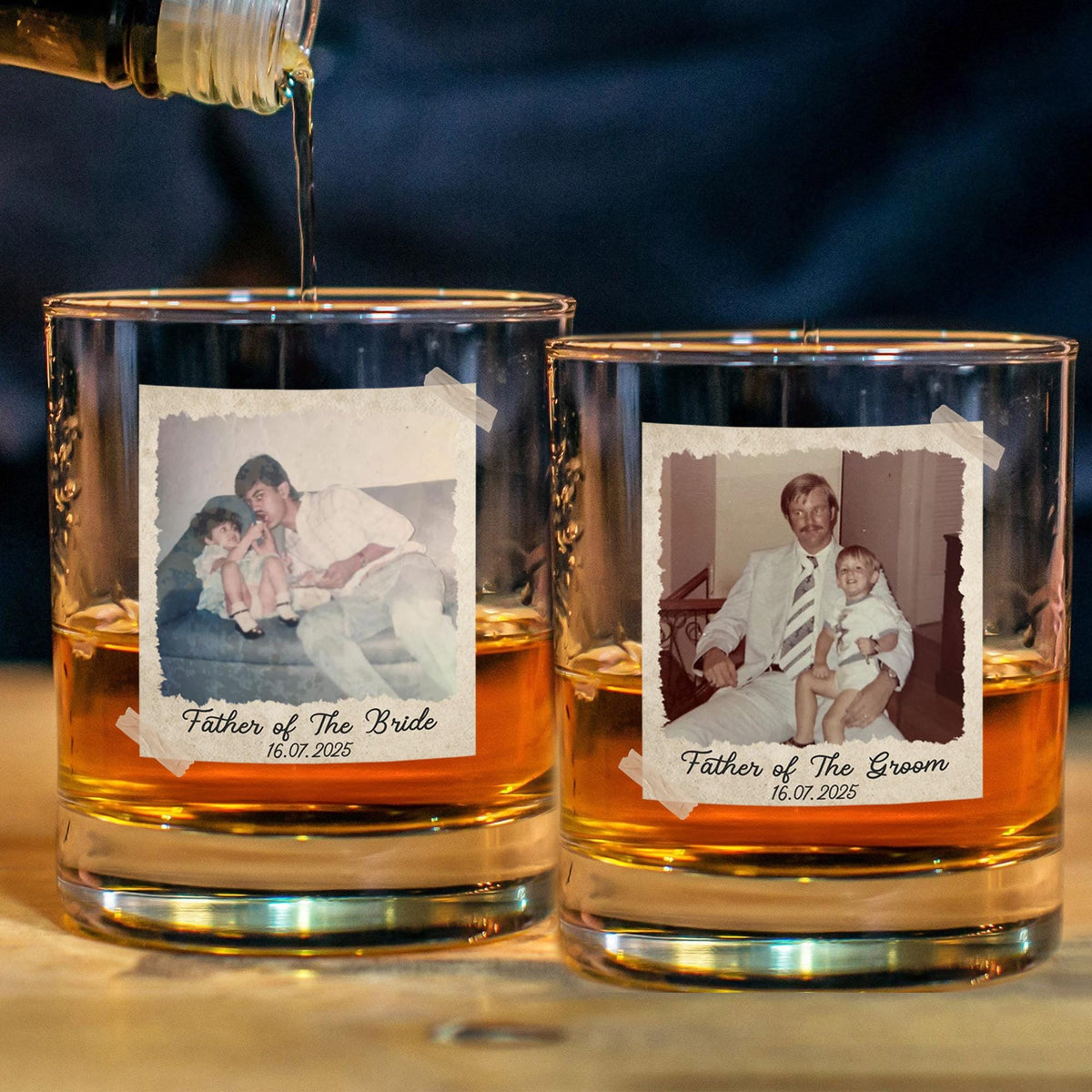 Personalized Gift for Father of the Bride, Father of the Groom, Custom Photo Whiskey Glass, Wedding Keepsake CH07 910814