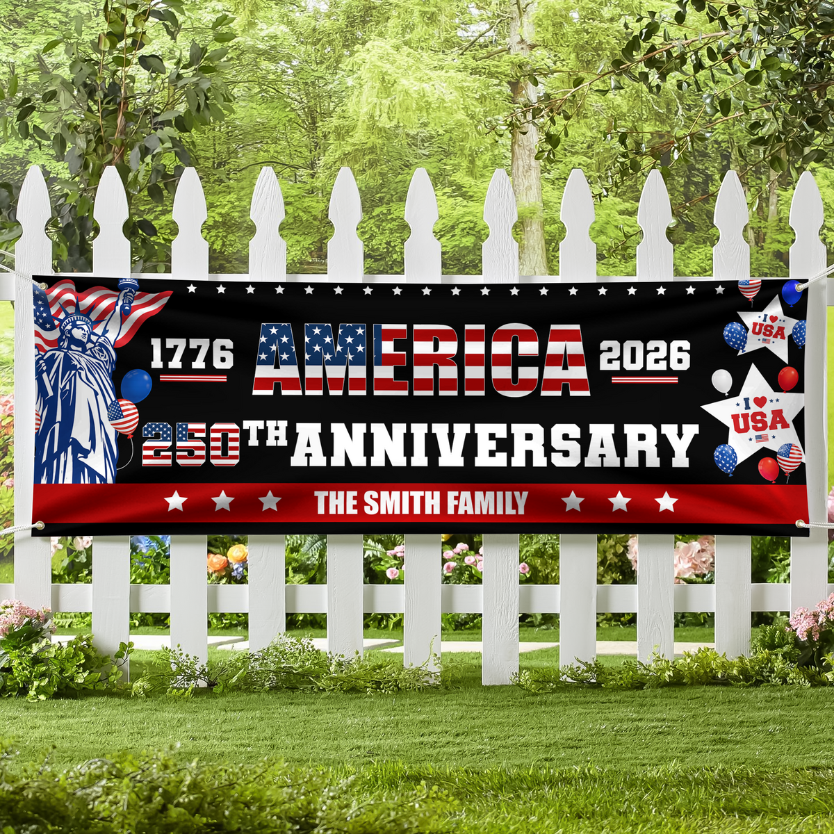 Custom Family Name America 1776-2026 250th Anniversary Banner HA75 920902