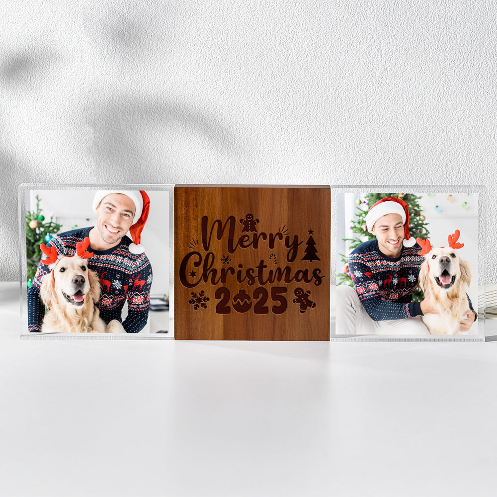 Custom Family Christmas Photo Wooden & Acrylic Photo Block Set Merry Christmas Gift CH07 896148