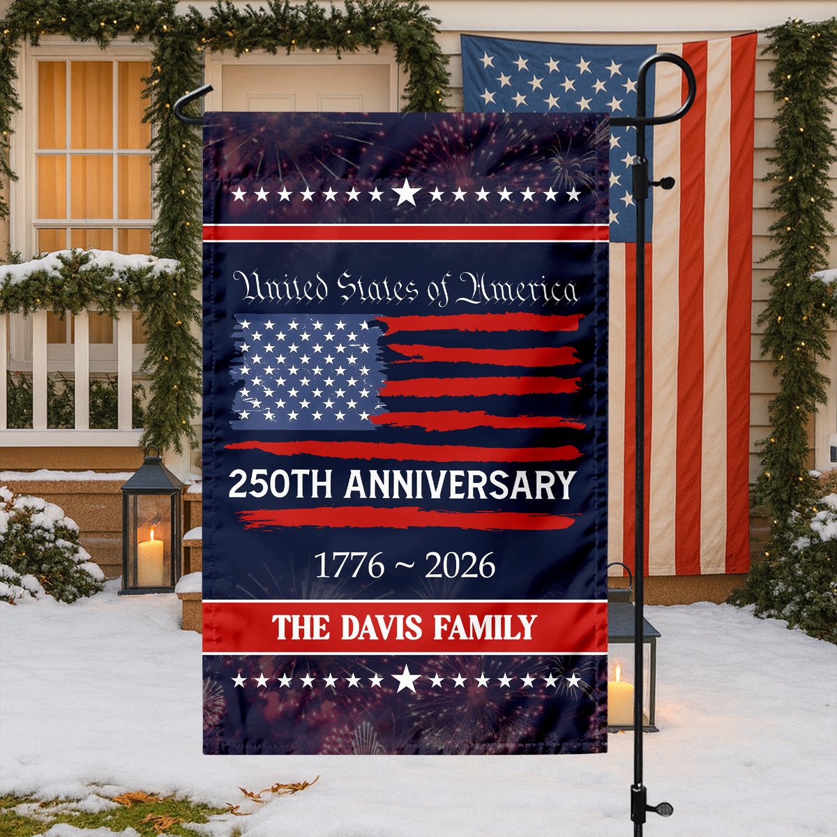 Custom Family Name USA 250th Anniversary Garden Flag TH10 898287