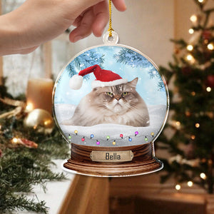 Custom Photo Cat Snowglobe Acrylic Ornament HA75 891600