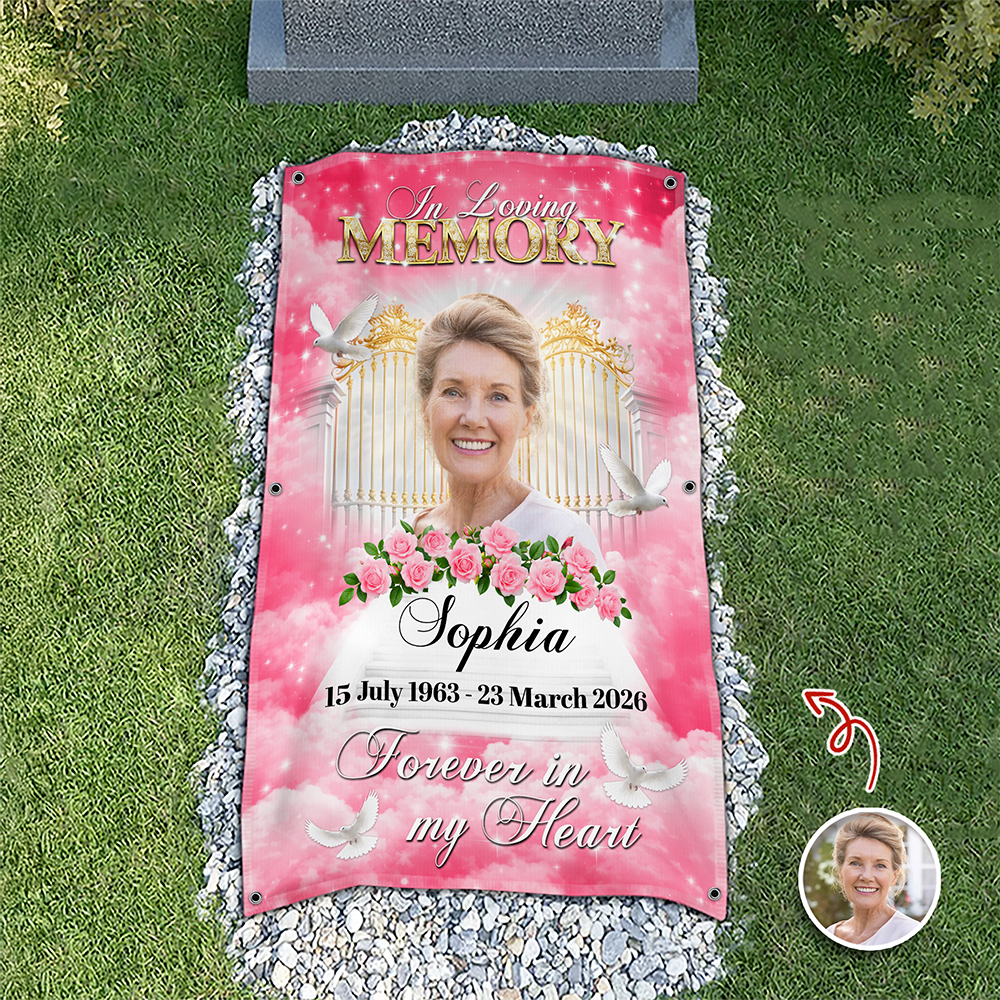 Custom Photo In Loving Memory Memorial Grave Blanket – Personalized Sympathy Gift CH07 910672