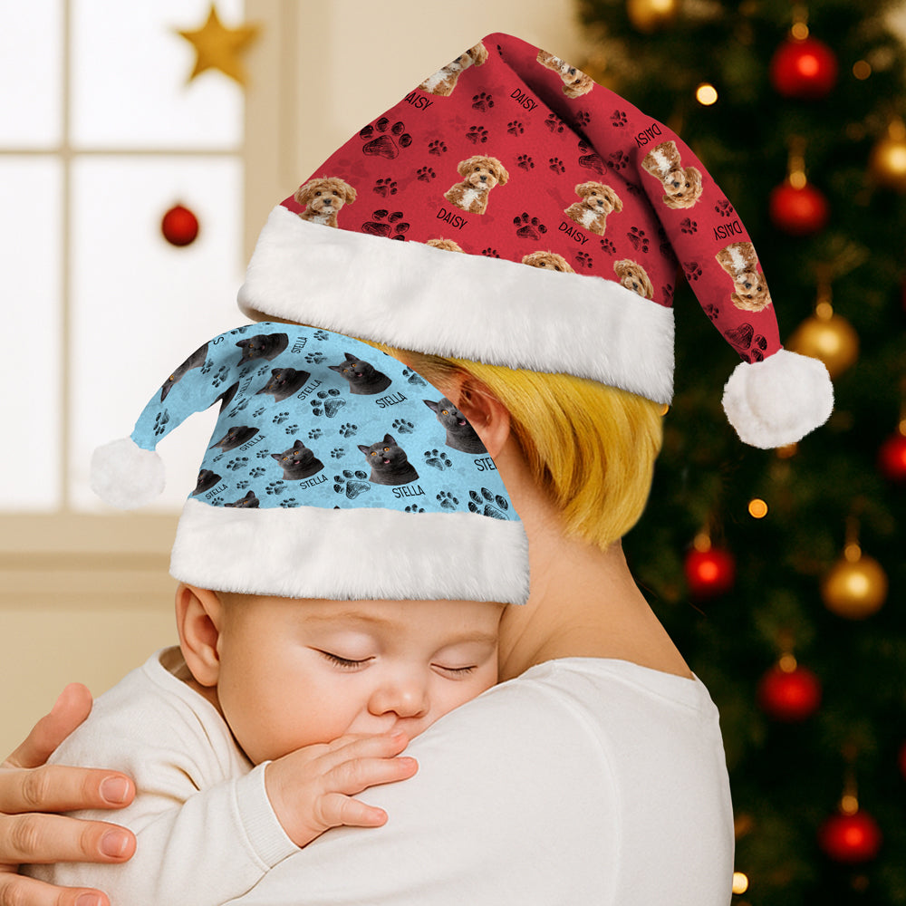 Custom Photo Dog Cat Paw For Dog Cat Lovers Santa Hat LM32 895347